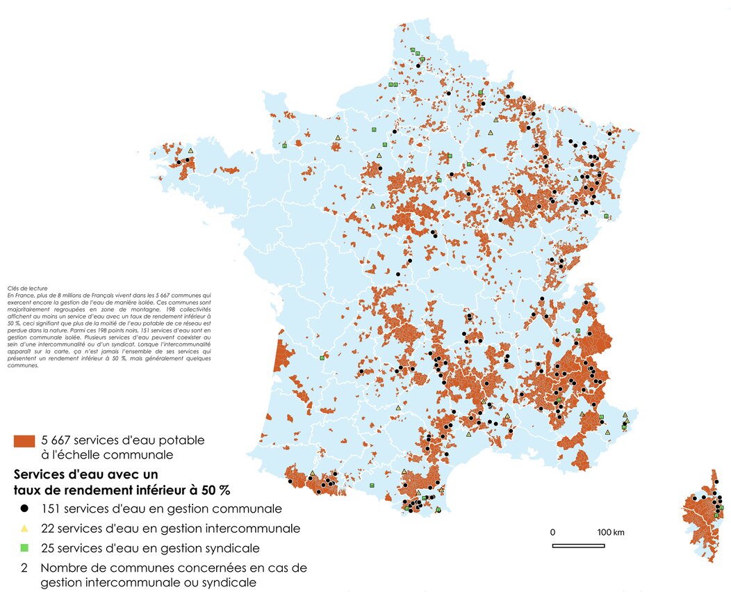 carte fuite d'eau réseaux de distribution en France